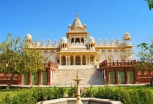 The beautiful white marble architecture of Jaswant Thada in Jodhpur, featured on the 15 Days Gujarat Rajasthan Tour Itinerary.