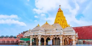 The pristine white marble architecture of the revered Arasuri Ambaji Temple, a prominent Shakti Peetha featured on our private Ahmedabad day trips.