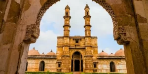 The towering minarets and intricate stone carvings of the UNESCO-listed Jama Masjid, explored during a private Champaner-Pavagadh day trip from Vadodara.